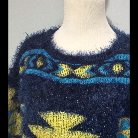 Verty Eyelash Fuzzy Aztec Print Sweater - Picture 3 of 4